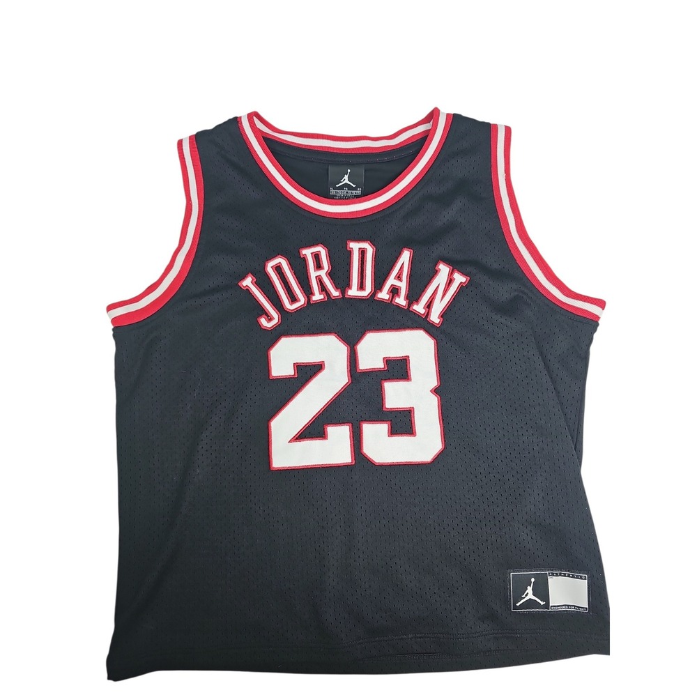 Jordan Basketball Jersey Black Red White 23 Kids Size XL 13-15 YRS